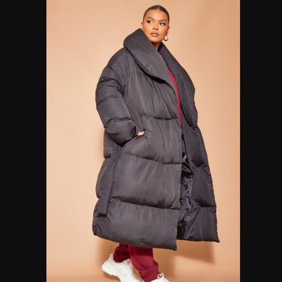 NWT PrettyLittleThing Oversized Longline Puffer Coat, Black, XXL - Picture 4 of 12